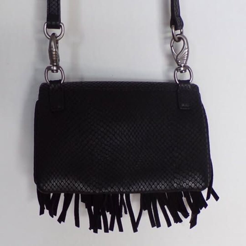 Harley-Davidson Black Leather Fringe Crossbody Purse - Picture 5 of 6